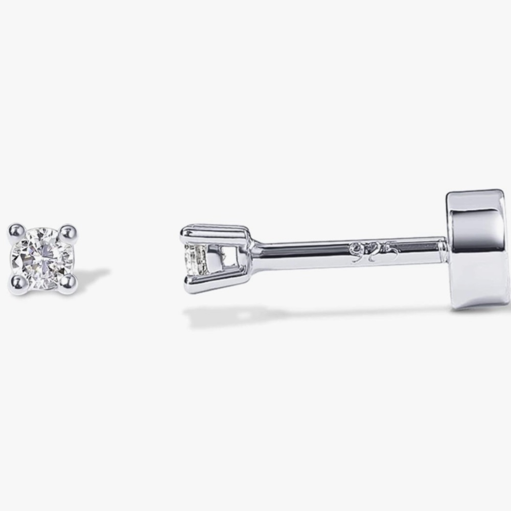 Solid 925 Sterling Silver Post Cubic Zirconia Stud - image 2